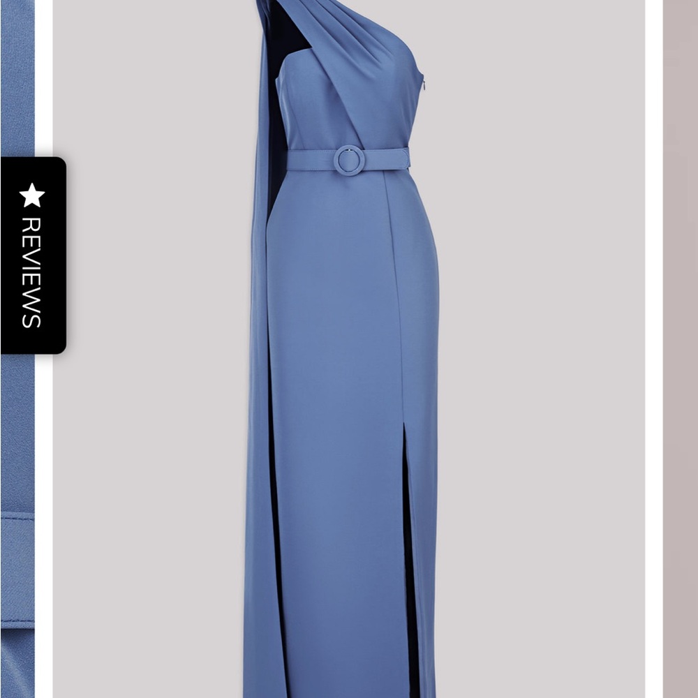 Kay Unger Bowie column gown in Mediterranean Blue. Freshly dry cleaned.
